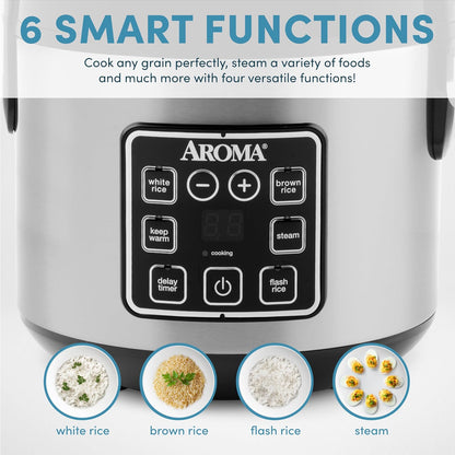 Rice Cooker, 4-Cup Scratches on the top)( / 8-Cup (Cooked), Steamer, Grain Cooker, Multicooker, 2 Qt, Stainless Steel Exterior, ARC-914SBD