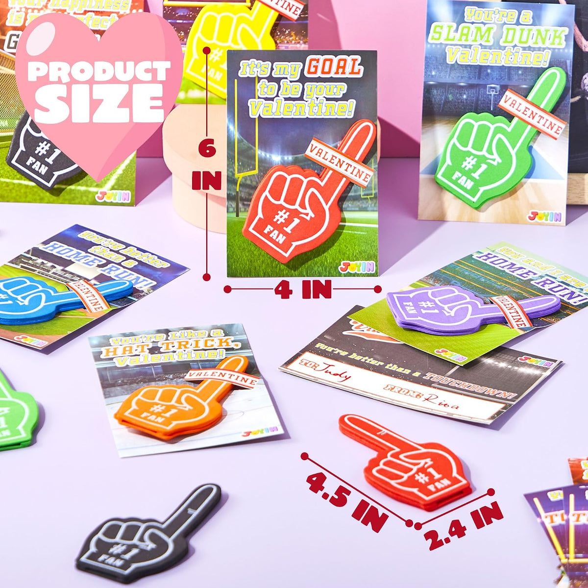 JOYIN 28 Pcs Valentines Day Foam Fingers with Cards for Kids, Valentine’s Greeting Cards, Classroom Exchange Gift for Kids, Holiday Reward Prizes and Party Favor ( box damaged)