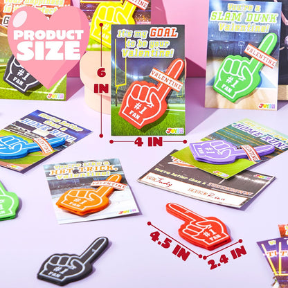 JOYIN 28 Pcs Valentines Day Foam Fingers with Cards for Kids, Valentine’s Greeting Cards, Classroom Exchange Gift for Kids, Holiday Reward Prizes and Party Favor ( box damaged)