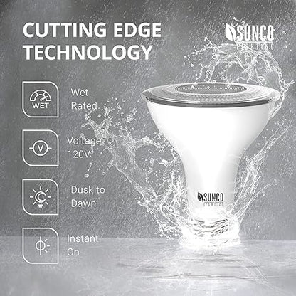 Sunco Dusk to Dawn LED Outdoor Light Bulb PAR30, Flood Light Bulbs for Patio Porch, 11W (75W Equivalent), 850 LM, 5000K Daylight, Non-Dimmable, Photocell Sensor UL 2 Pack