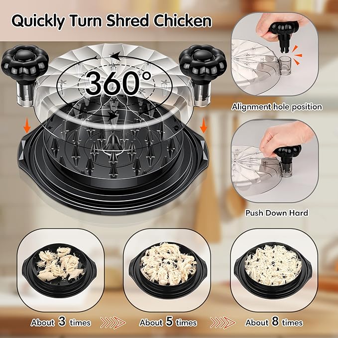 Chicken Shredder Tool Twist Large - 10'' Pro Meat Shredders for Chicken Breast with Brush,Kitchen Grinder Shredder Machine,Ergonomic Handle,Strong Anti-slip Strip,MeatVegetables,BPA Free