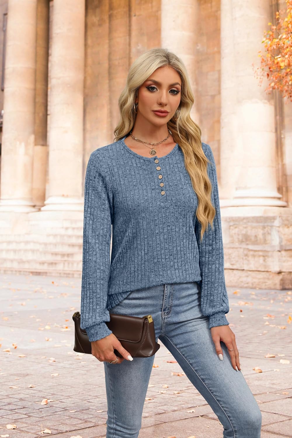 Sweater for Women Winter Clothing Long Sleeve Shirts Fall Fashion Must Haves Comfiest Airport Outfits Trendy