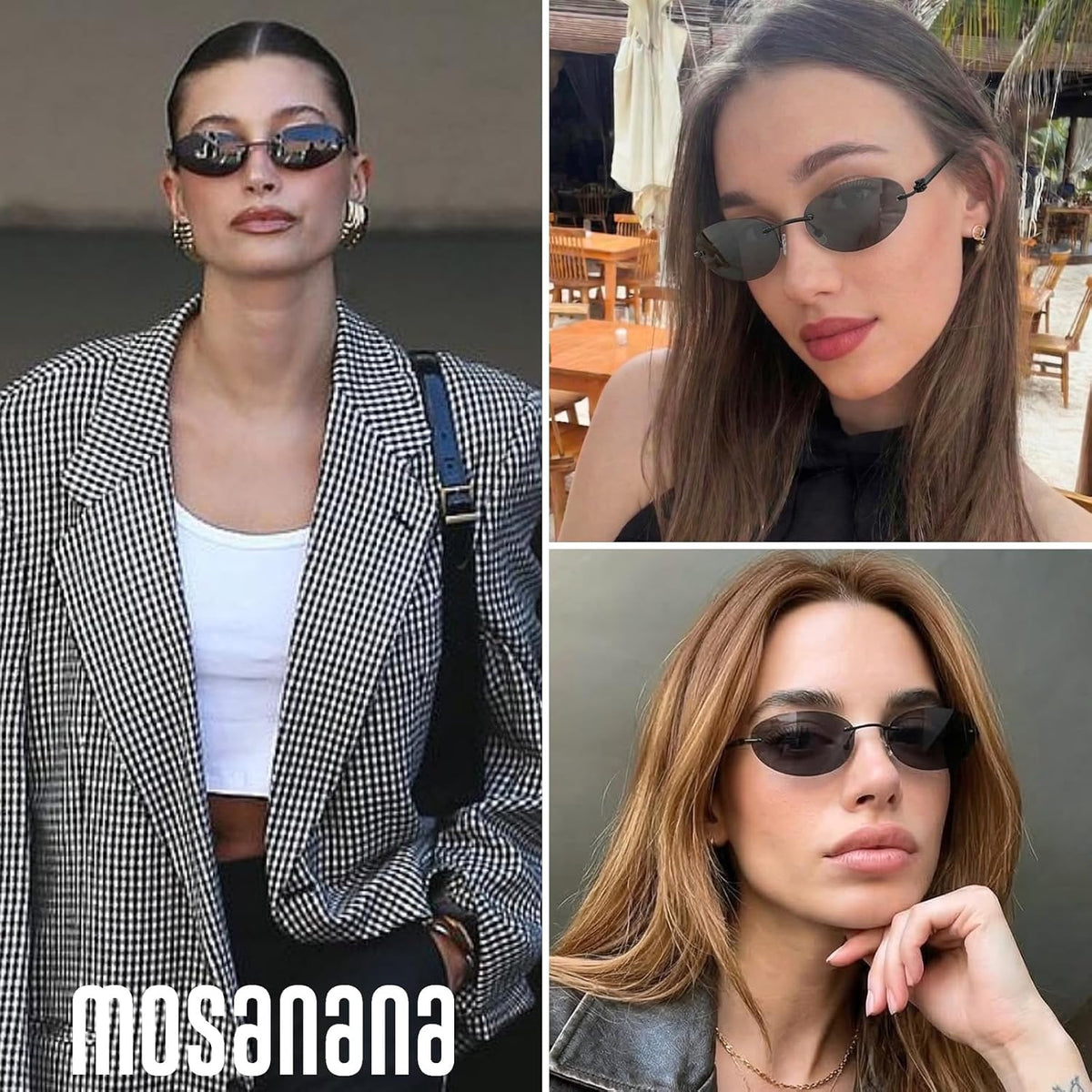 mosanana Y2K Oval Sunglasses for Women and Men Mod. Hacker