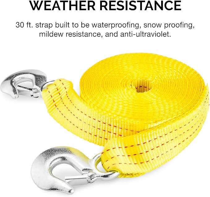NEIKO 51008A Heavy Duty Tow Strap with Hooks 2 Pack, 2 x 30, 10,000 LB Capacity, Tow Rope for Vehicles, Cars, Trucks, ATV Tow Strap
