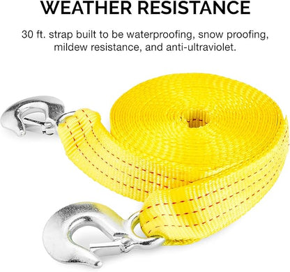 NEIKO 51008A Heavy Duty Tow Strap with Hooks 2 Pack, 2 x 30, 10,000 LB Capacity, Tow Rope for Vehicles, Cars, Trucks, ATV Tow Strap