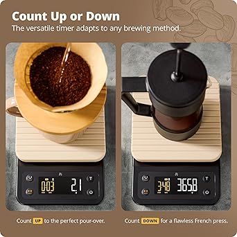 Greater Goods 0.1g Precision Coffee Scale with Timer  3kg Digital Scale for Pour-Over, Espresso, French Press, Kitchen Use (Birch)