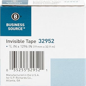 32952 Business Source Invisible Tape Dispenser Refill Roll Clear 1Roll 1 (Pack of 2)