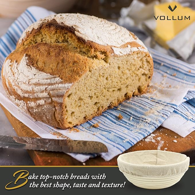 Banneton Bread Proofing Basket Sourdough Proofing Basket for Beginner  Professional Bakers, Handwoven Rattan Cane Bread Maker with Linen for Artisan Breads, 10 x 3.5 In, 2-Pound Round Brotform