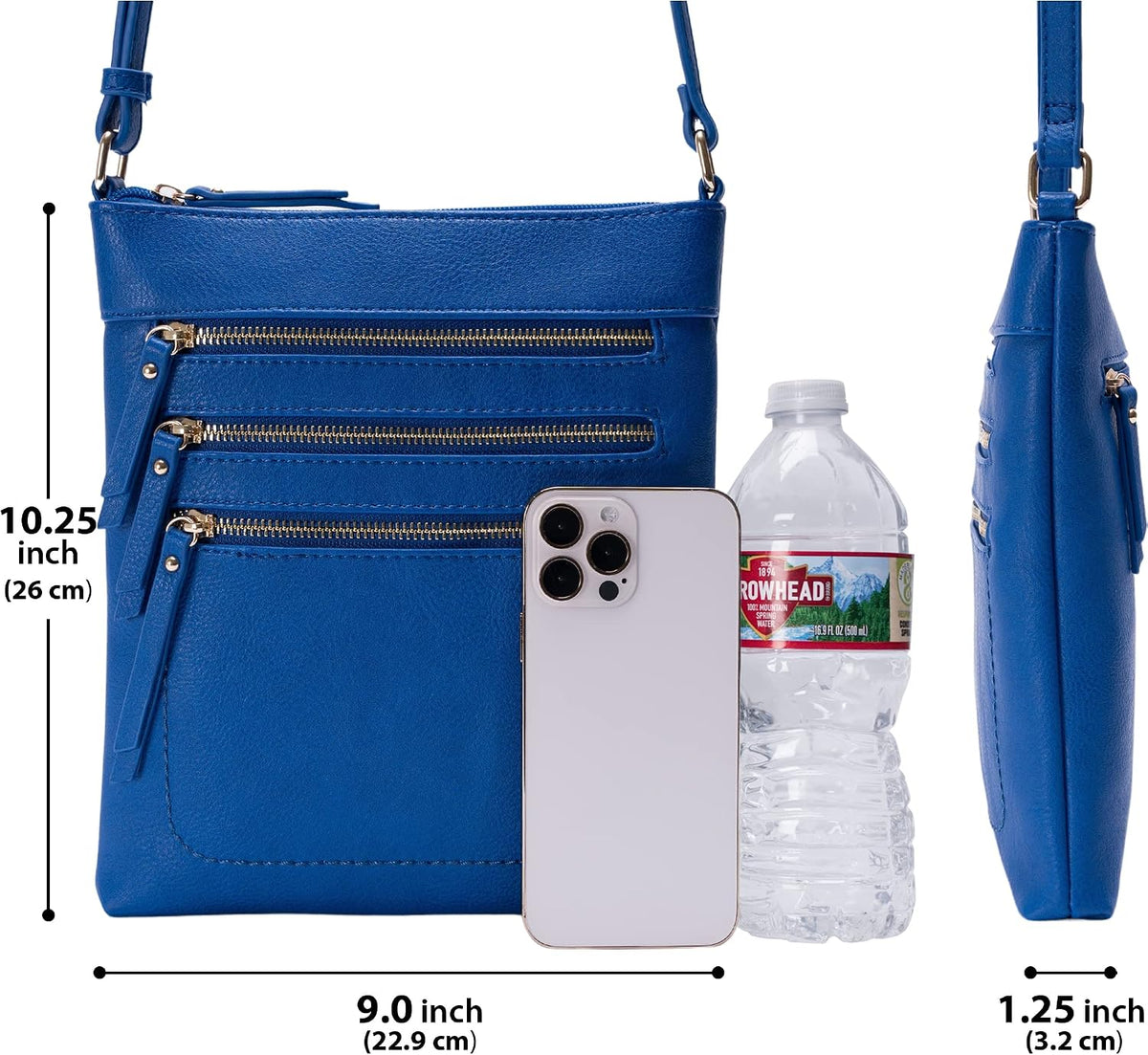 Solene Crossbody Bag Functional Multi Pocket Messenger Purse Top Zip Closure Shoulder Handbag With Adjustable Strap