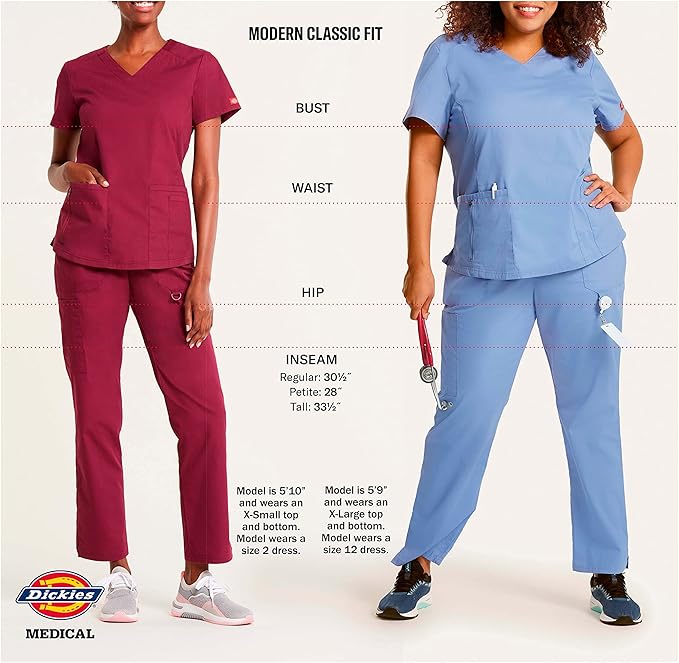Dickies EDS Signature Scrubs for Women, V-Neck Womens Tops in Soft Brushed Poplin 86706