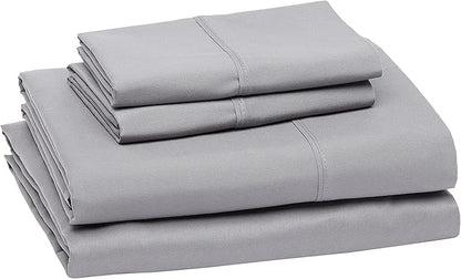 Basics Lightweight Super Soft, Wrinkle-Free Luxury Microfiber 4 Piece Bed Sheet Set with 14-Inch Deep Pockets, Full, Dark Gray, Solid