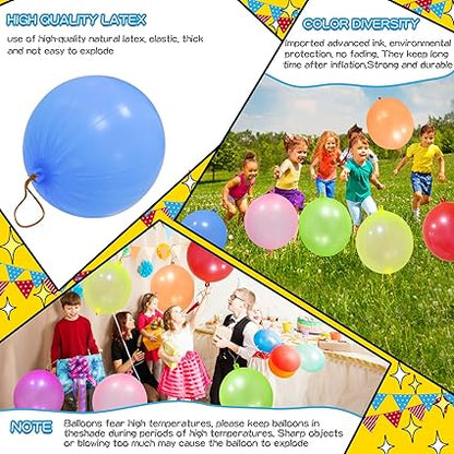 48pcs Punch Balloons, Punching Balloon Party Favors for kids, Neon Bounce Balloons with Rubber Band for Carnival, Fun, Gift Bag Party Favors