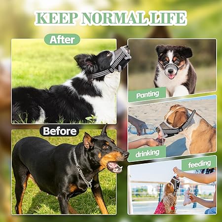 Dog Muzzle,Soft Mesh Breathable Muzzle, Air Mesh Dog Muzzle with Reflective  Adjustable Strap for for Biting Chewing Grooming,Allow Panting Drinking,Dog Muzzle for Small (Black, S)
