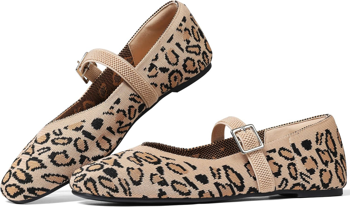 CELNEPHO Flats for Women Mary Jane Shoes Ballet Flats Shoes Square Toe with Ankle Strap Dressy Comfortable Office Shoes.