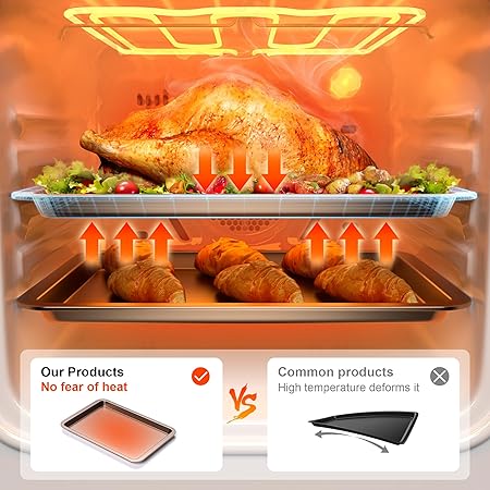 HONGBAKE Cookie Sheets, Baking Sheet Set, Nonstick Oven Pan with Wider Grips, 3 Pack HalfJelly RollQuarter Baking Tray, Premium  Dishwasher Safe