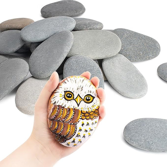 Simetufy 10 Pcs Extra Large Rocks for Painting, 4-5 Inch River Rocks Painting Stones Smooth Flat Rocks for Painting, Natural Rocks to Paint for Arts DIY Crafts Kids Painters