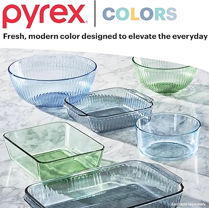Pyrex Year of Color (3-Pack) Tinted Rectangular Glass Food Storage Containers Set, (3, 6  11 Cup) Meal Prep Containers With BPA-Free Lids, Dishwasher  Microwave Safe, Green