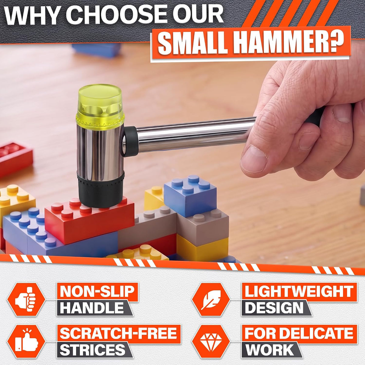 Small Rubber Mallet Hammer – 25 mm Lightweight Double-Sided Rubber and Plastic Head | Non-Slip Ergonomic Grip | Durable, Scratch-Free Tool for Jewelry Making & Repair, Delicate Craft, Furniture Setup