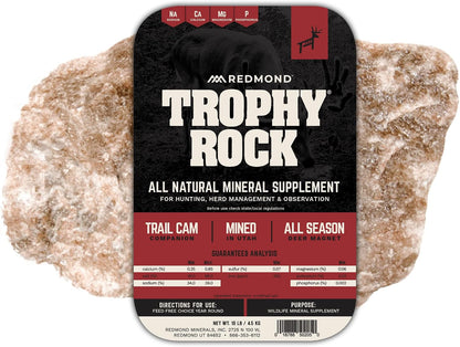 Redmond Trophy Rock - Deer Lick Mineral Salt Rock, Big Game, 10 Lb Natural mineral salt rock, deer lick attractant entices big game with essential trace minerals for antler growth