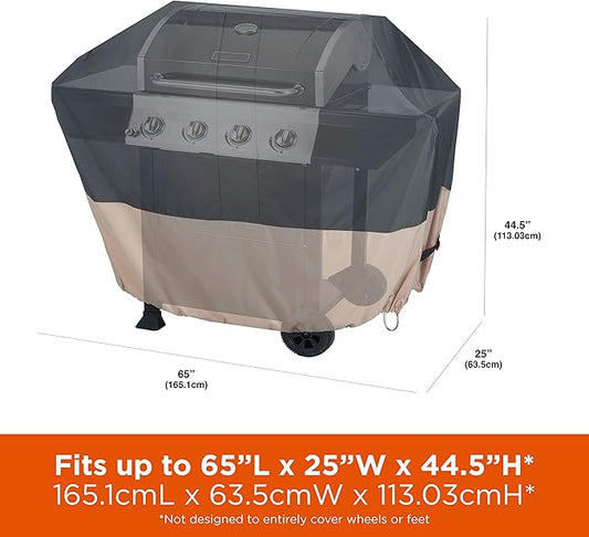 MODERN LEISURE 3019 Renaissance Ultralite Medium Size 4-Burner Grill Cover (65 inches W x 25 inches D x 44.5 inches H) Gray & Ambient