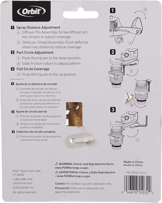 Orbit 55032 1/2" BRS Sprinkler Head, Connection, Silver and Gold