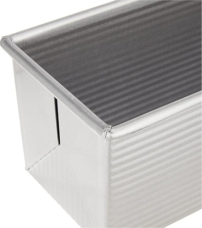 USA Pan Bakeware Pullman Loaf Pan with Cover, 13 x 4 inch, Nonstick & Quick Release Coating, Made in the USA from Aluminized Steel