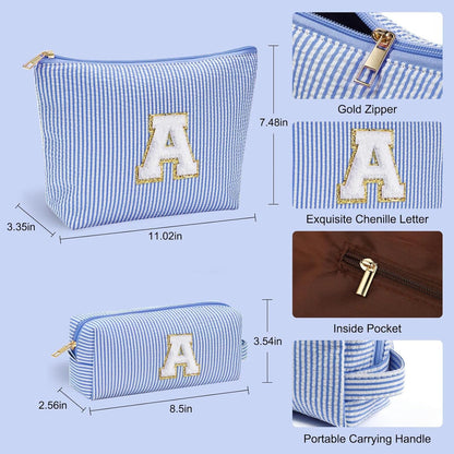 Pretty Things Preppy Makeup Bag Travel Makeup Bag - Initial Cosmetic Bag Cute Makeup Bag Travel Essentials Small Makeup Bag with Zipper Makeup Bag Organizer Personalized Gifts for Her Preppy Stuff Letter P