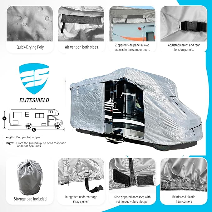ShieldAll Ultimate Class C RV Cover, Waterproof UV Resistant Class C Motorhome Cover Fits 23 feet to 26 feet Class C RV, Silver Color