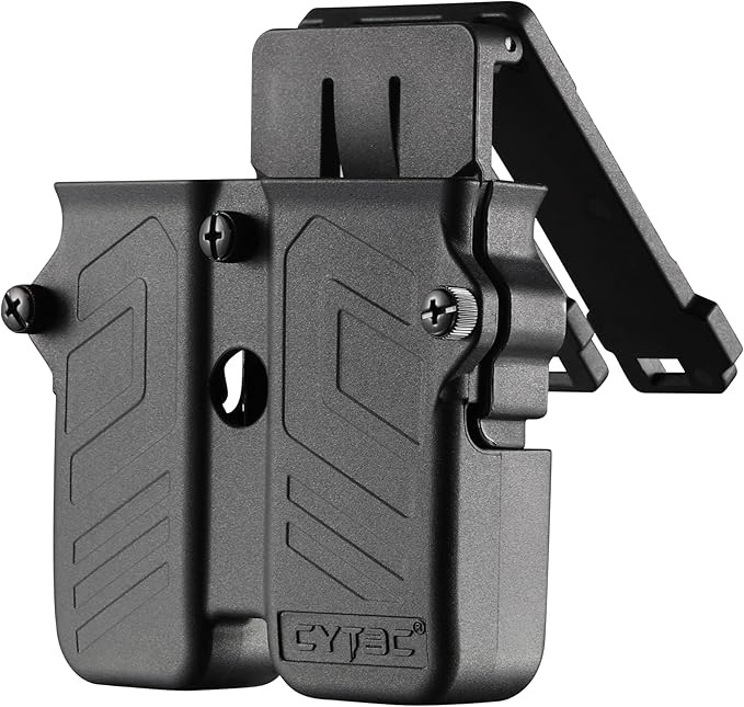 Universal Double Magazine Pouch Fit 9mm 10mm .40 .45 Caliber Dual  Single Stack Magazines, Black
