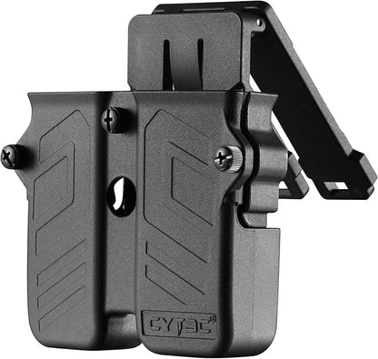 Universal Double Magazine Pouch Fit 9mm 10mm .40 .45 Caliber Dual  Single Stack Magazines, Black