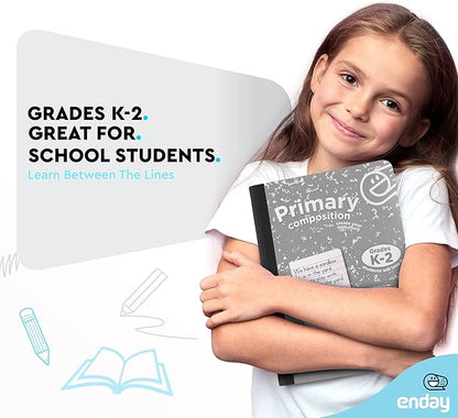 Enday Primary Composition Notebook K-2, Primary Ruled Composition Book, Primary Composition Notebook for Kids, 100 Sheets kindergarten Notebook, Red and Grey (2 Pack)