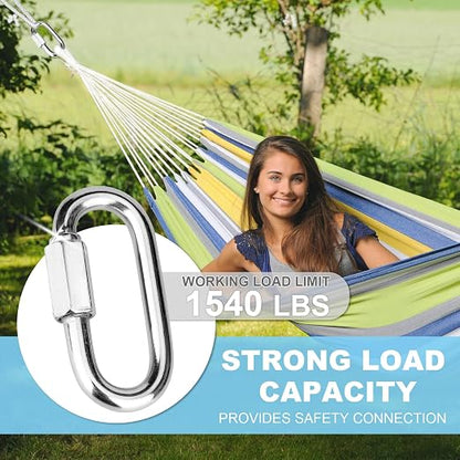 2 Pcs 3 Inch 304 Heavy Duty Stainless Steel Screw Quick Chain Links, Rust-Resistant Chain Connector Carabiner Hooks for Outdoor Camping Hammock Locking Harness Leash Equipment