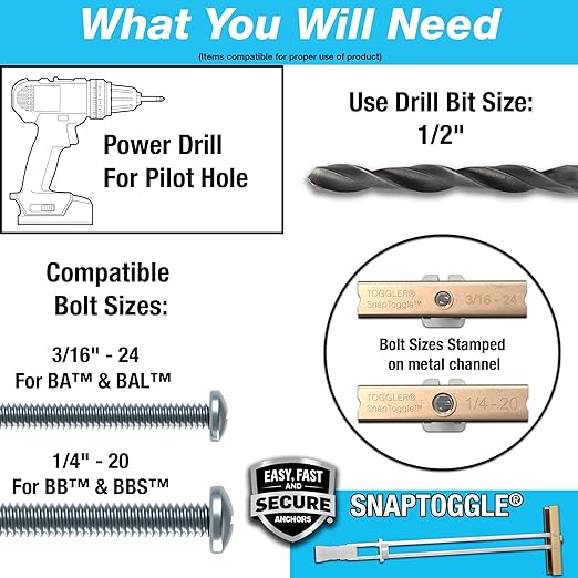 (BA) 316-24 Toggler SNAPTOGGLE Heavy Duty Toggle Bolt Zinc with 316-24 x 2 12 Combo Pan Machine Screws Zinc (100 Pcs)