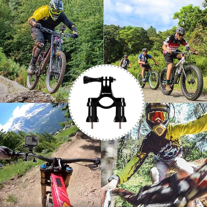 Bicycle Bike Handlebar Mount Adapter for GoPro Hero 13 12 11 10 9 8 7 6 5 4 3 2 1  Fusion Session Black Silver EK7000 Sjcam Seatpost Pole Clamp  3 Way Adjustable Pivot Arm for Action Cameras