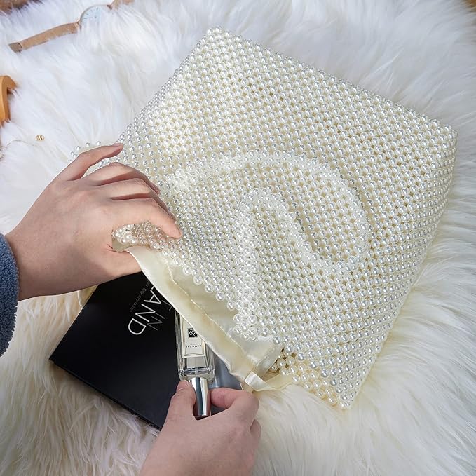 Pearl Purse Tote Bag Shouder Bag For Women Wedding Party Shiny Beaded Bag Travel Bag With Pearl