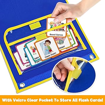 Godery Large Visual Schedule for Kids Chore Reward Chart,Bedtime Routine Chart for Toddlers,Double Side Weekly Planner Board with 109 Cards for Home School Planner,Autism Learning Materials.