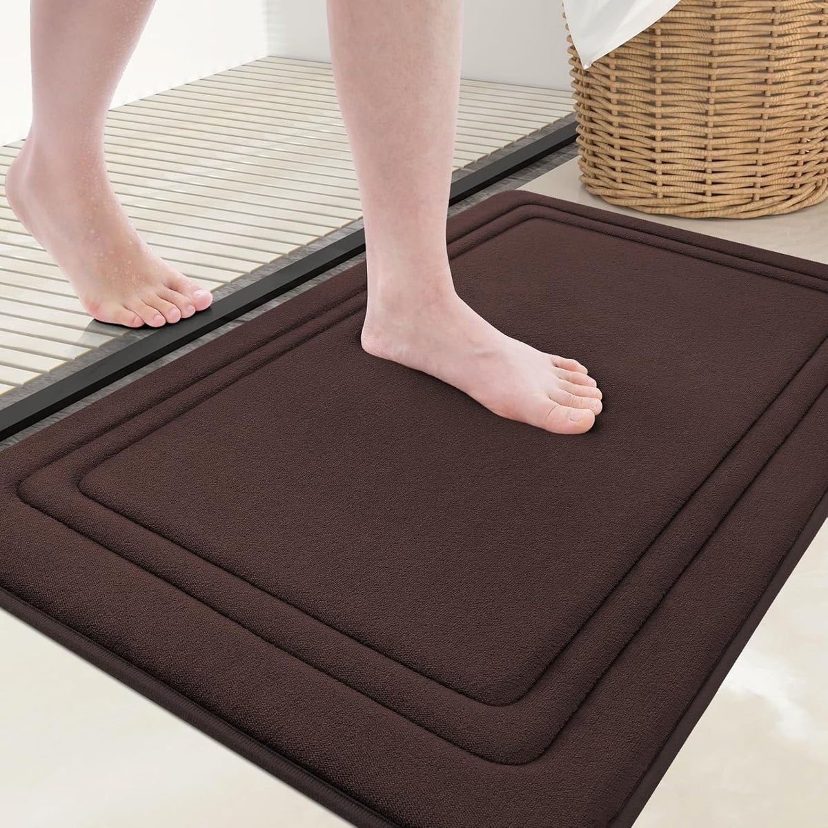 Grandaily Memory Foam Bath Mat Rug 30x20, Ultra Soft, Non-Slip and Absorbent Bathroom Rugs, Machine Wash Dry, Comfortable Bath Carpet for Bathroom Floor, Tub and Shower, Black