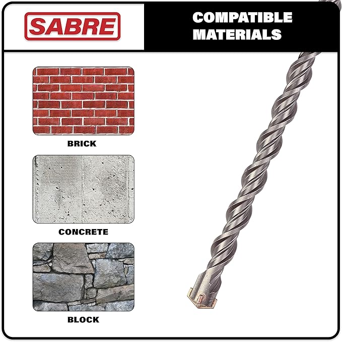 1 Inch x 18 Inch SDS Plus Rotary Hammer Drill Bit, Carbide Tipped for Brick, Stone, and Concrete (1" x 16" x 18")