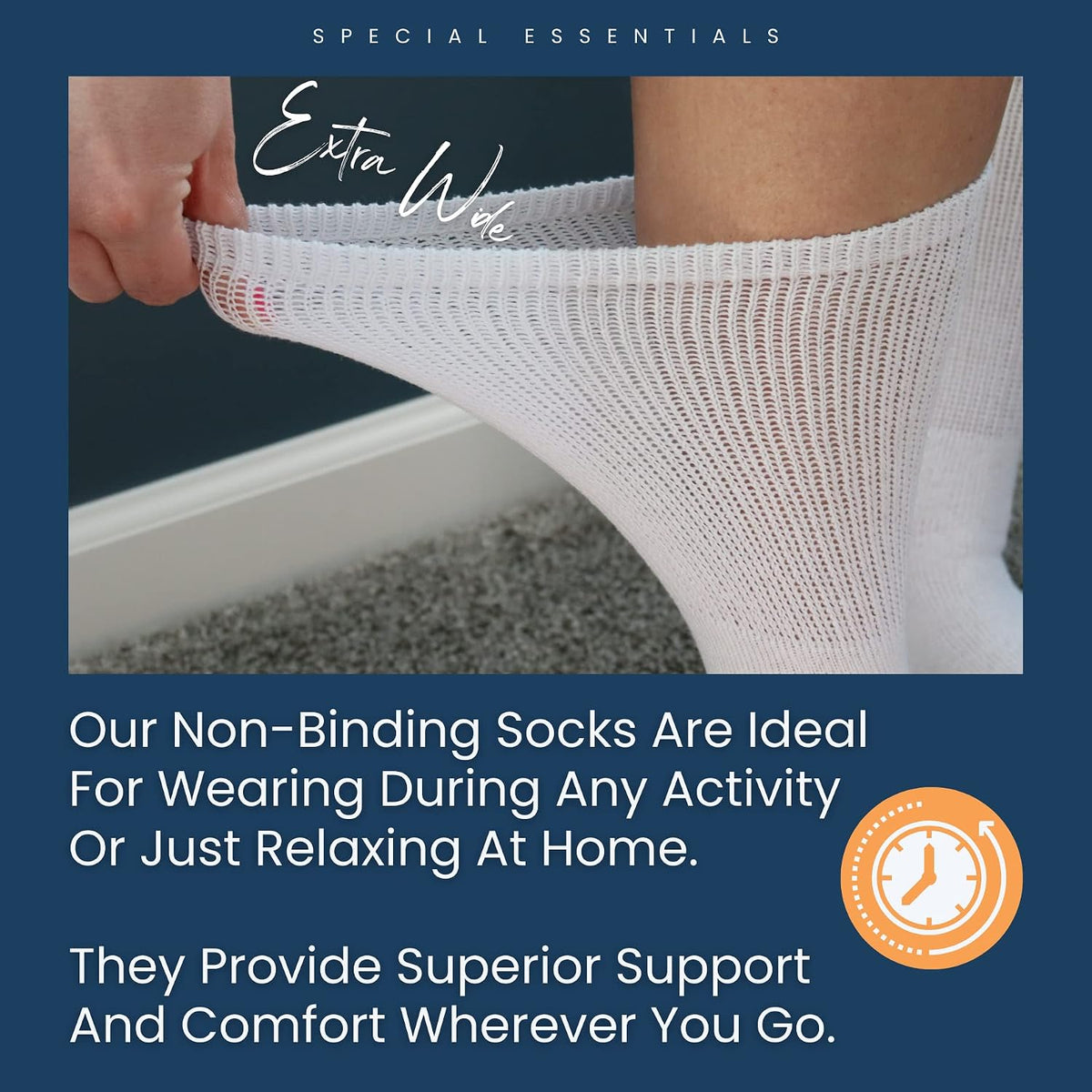 Special Essentials Diabetic Socks for Men & Women – 3 Pairs of Non-Binding Moisture-Wicking Neuropathy Socks – Crew Lengt
