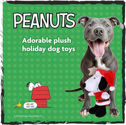 9" Holiday Snoopy Santa Plush Dog Toy with Squeaker  Red and White Snoopy Plush Dog Toy  Medium Squeaky Dog Toys- Cute and Soft Stuffed Dog Toys Officially Licensed