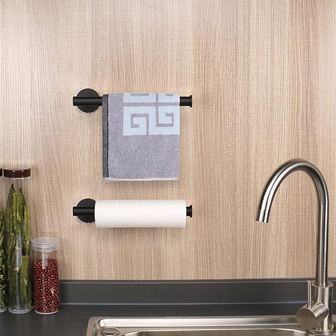 NearMoon Hand Towel HolderTowel Ring, Thicken Stainless Steel Hand Towel Bar for Bathroom, Rustproof Wall Mounted Towel Rack, Contemporary Style Bath Accessories, 9 Inch (1 Pack, Matte Black)