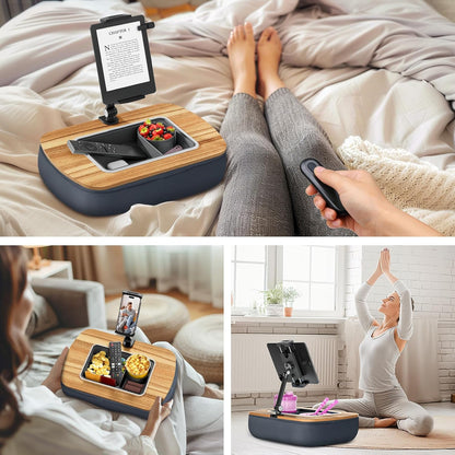 ERGONOV Tablet Pillow Stand for Lap Use, Snack Bowl, Ideal for Hands-Free Reading and Relaxation on Bed,Couch,Recliner,Gray