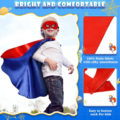 InPoTo Superhero Capes for Kids,Hero Capes and Masks Fit for 4-12years old boy and girls Dress up and Holiday Costumes.