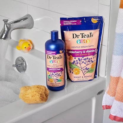 Dr Teal's Kids 3-in-1 Bubble Bath, Body Wash  Shampoo, Boost  Renew Elderberry with Vitamin C, 20 fl oz. (Pack of 3)