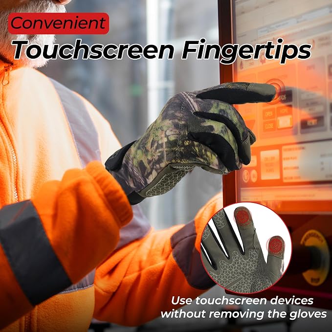 HANDLANDY Work Gloves for Men & Women, Utility Mechanic Working Gloves Touch Screen, Flexible Gardening Gloves for Yard
