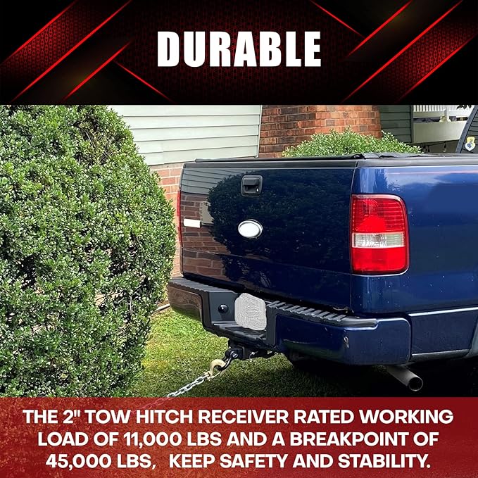 2" Tow Hitch Receiver with 58" Screw Pin,34 Shackle,45000Lbs Break Strength Heavy Duty Receiver Kit Fit for Vehicle Recovery Off-Road