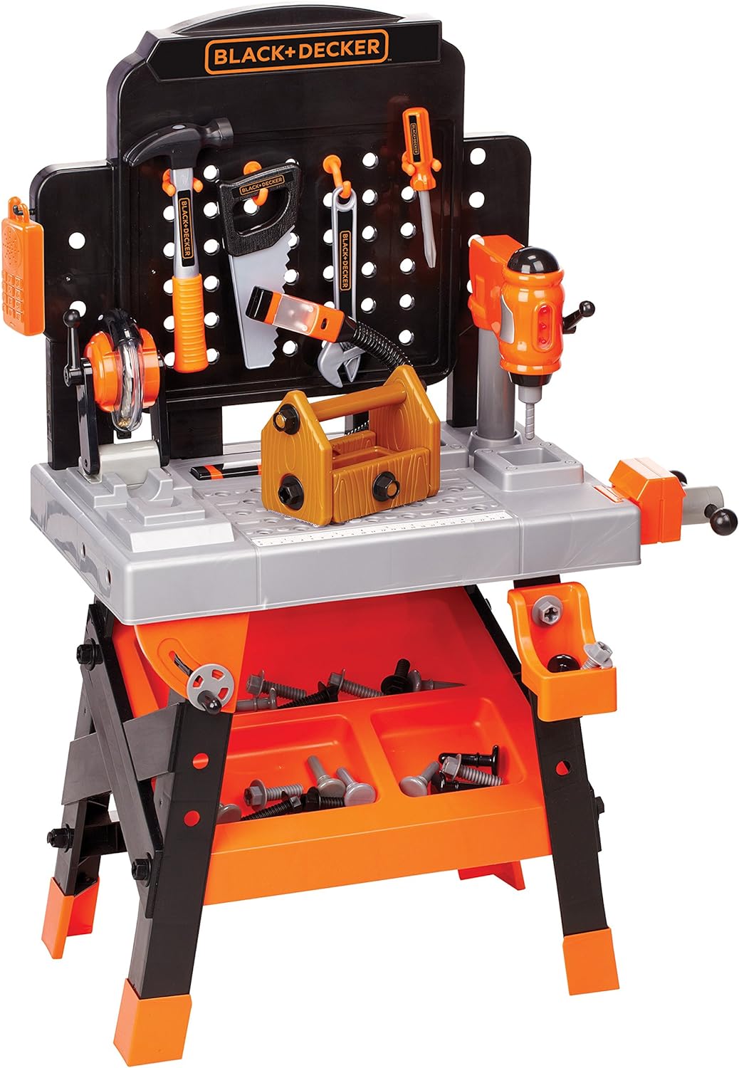 JAKKS Pacific Black+Decker Kids Workbench - Power Tools Workshop - Build Your Own Toy Tool Box – 75 Realistic Toy Tools and Accessories [ Exclusive]