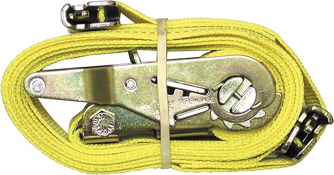 Buyers Products 01077 E Track Ratchet Tie Down, 2 Inches X 20 FT Long, Rachet Strap for E-Tracks Systems, E Track Accessories, E-Track Storage Solution for Trucks, Enclosed Trailers, Vans  Garages