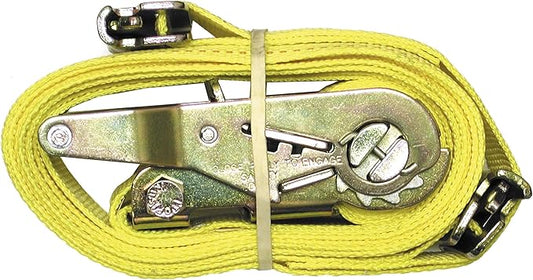 Buyers Products 01077 E Track Ratchet Tie Down, 2 Inches X 20 FT Long, Rachet Strap for E-Tracks Systems, E Track Accessories, E-Track Storage Solution for Trucks, Enclosed Trailers, Vans  Garages