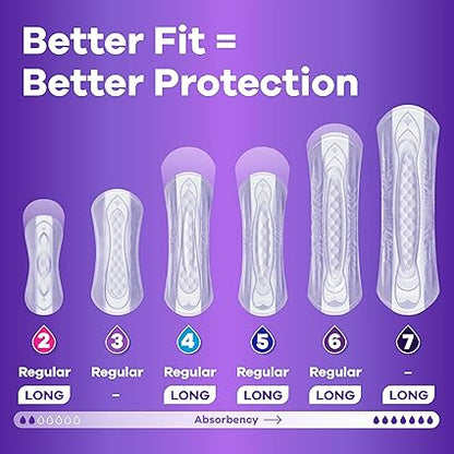 Always Discreet Adult Incontinence Pads for Women, Moderate Absorbency, Long Length, Postpartum Pads, Up to 100 Bladder Leak Protection, 54 Count (Packaging May Vary)